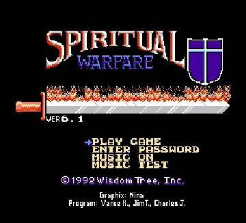 Spiritual Warfare (USA) (Beta) (Unl) screen shot title